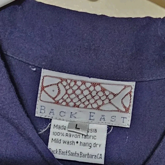 Vintage Back East Men's Size Large Short Sleeve Button Front Shirt Swordfish - Picture 8 of 8